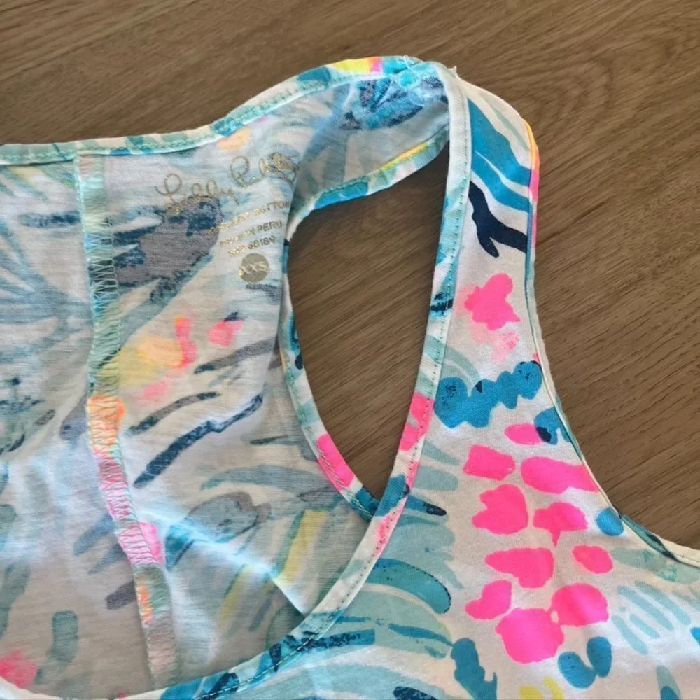 LILLY PULITZER Melle Trapeze Dress Serene Blue Tippy Top Racerback cotton XXS - Picture 8 of 12